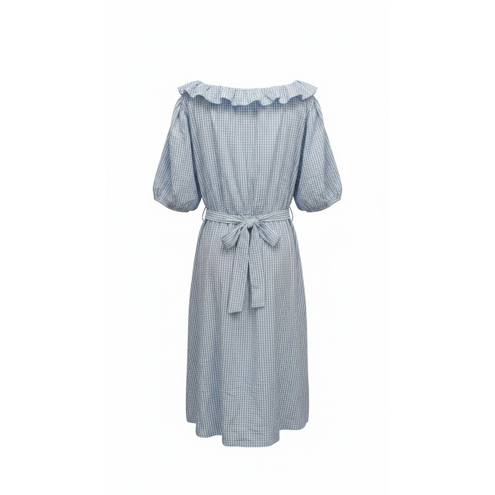 Draper James Gingham Dress Plus Sz 3X Blue Puff Sleeve Ruffle Cottage Romantic - Picture 4 of 16